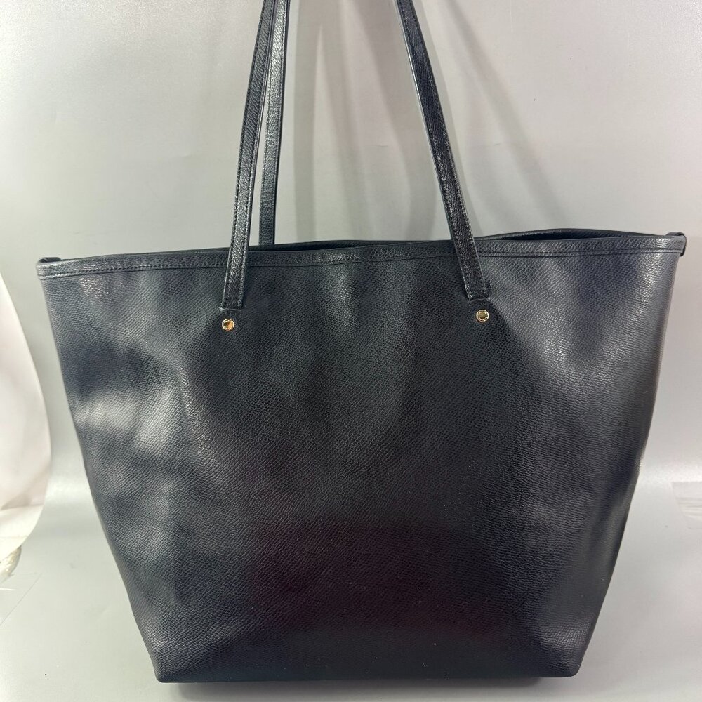Authentic Coach # F34099 Black Leather Crossgrain Large Taxi Tote Bag - Picture 4 of 13